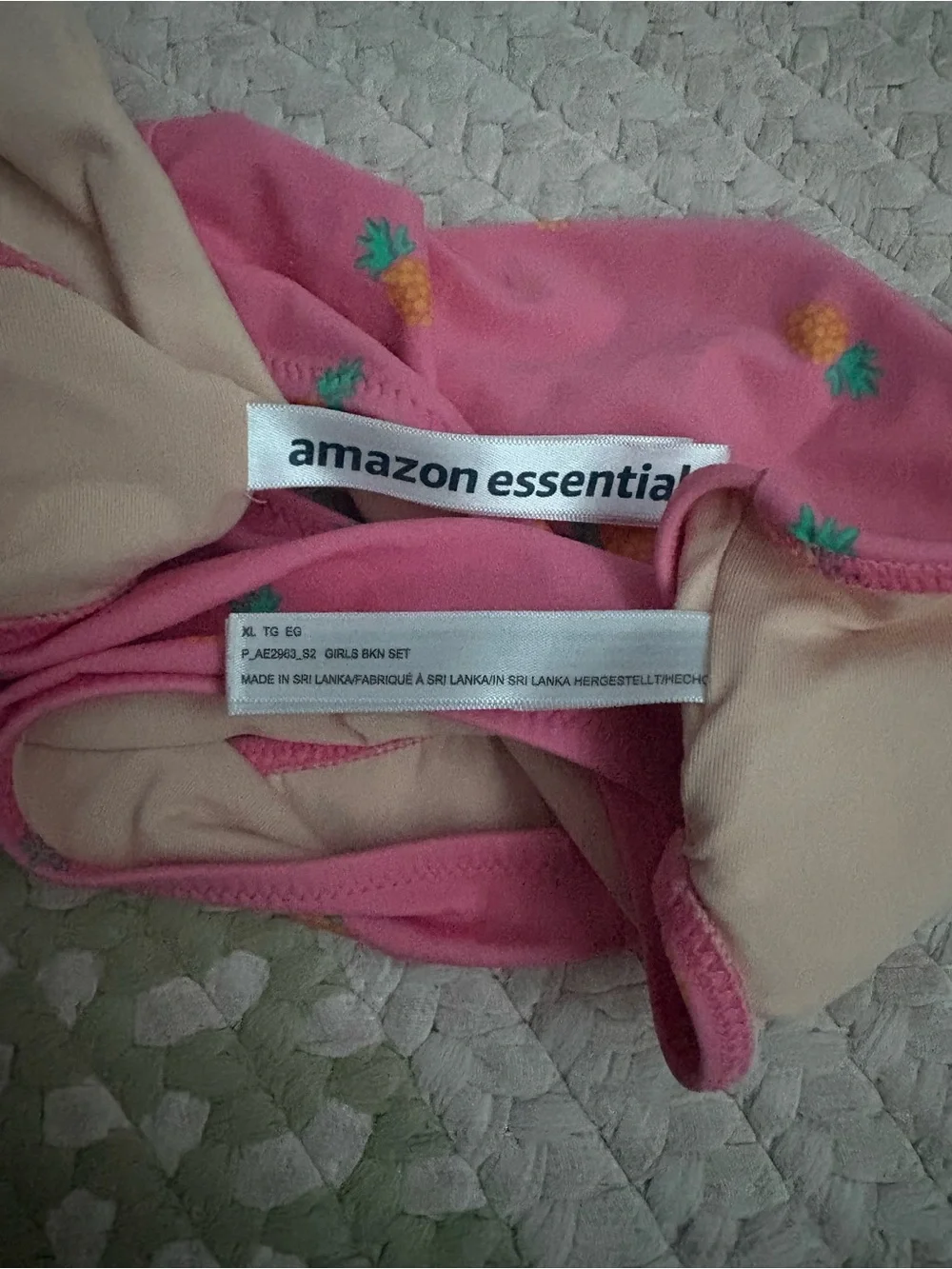 Amazon Essentials Pink Pineapple Print Two-Piece Girls' Swimsuit
